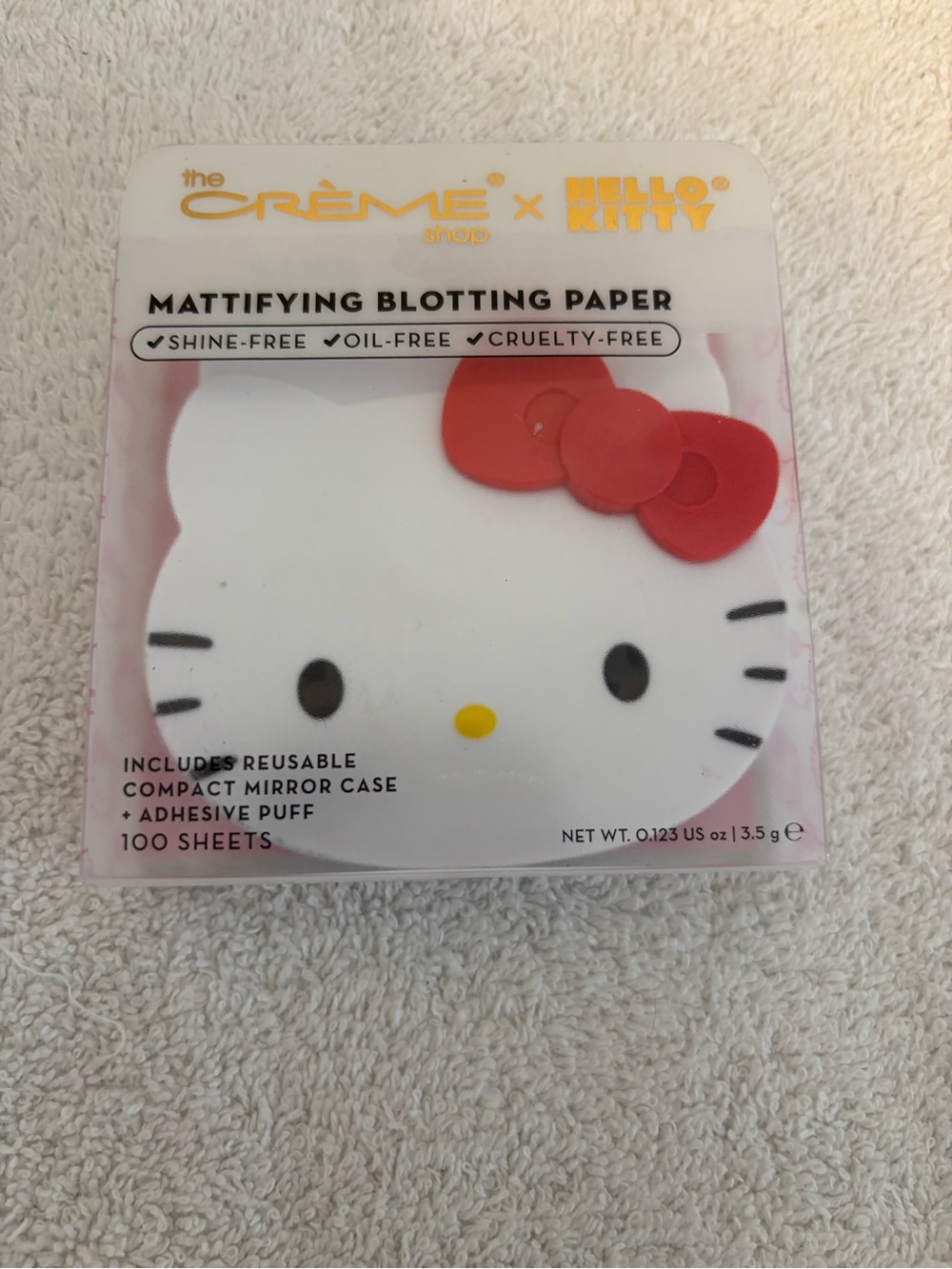 The Crème Shop x Kitty Mattifying Blotting Paper, Shine-Free, Mirror Case